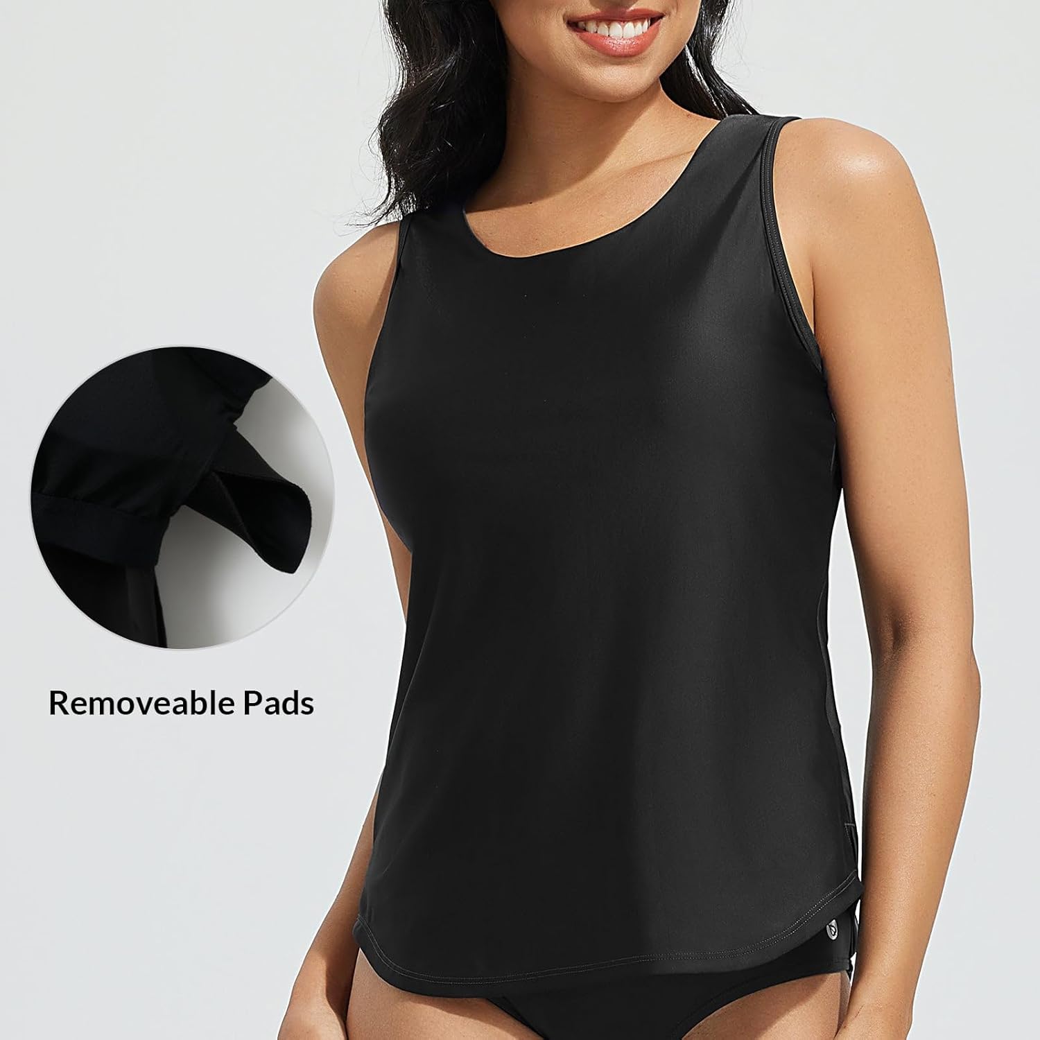 baleaf Tankini Tops for Women High Neck Swim Top Modest Bathing Suit Top Long Swim Tank Top