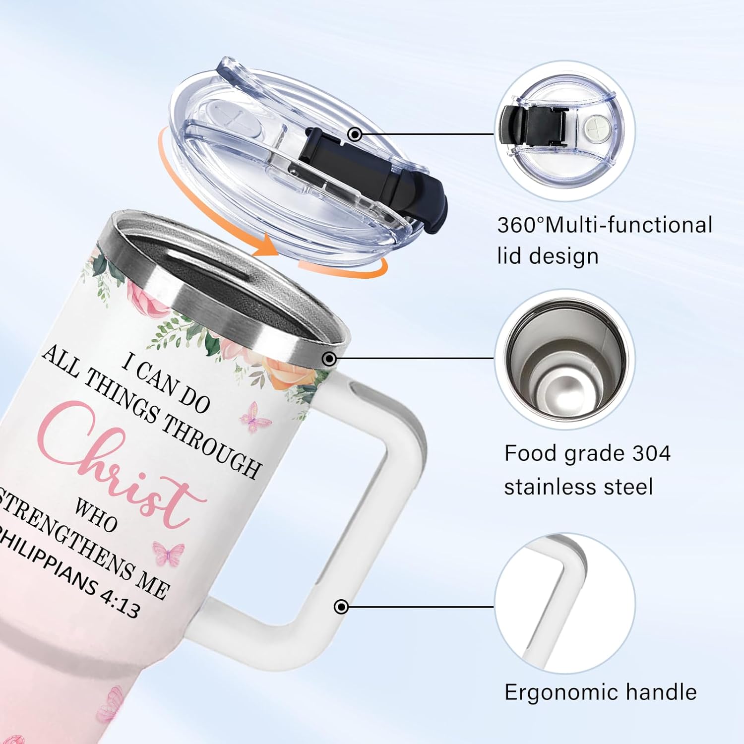 Christian Gifts for Women, 30oz Tumbler with Bible Verse, Christian Tumbler for Women with Straw, Religious Gifts for Her, Inspirational Birthday Christmas Presents for Mom, Sister - Image 5