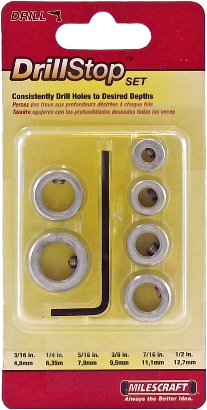 Milescraft 5342 6pc. Drill Stop Set - Includes 3/16, 1/4, 5/16, 3/8, 7/16, and 1/2-Inch