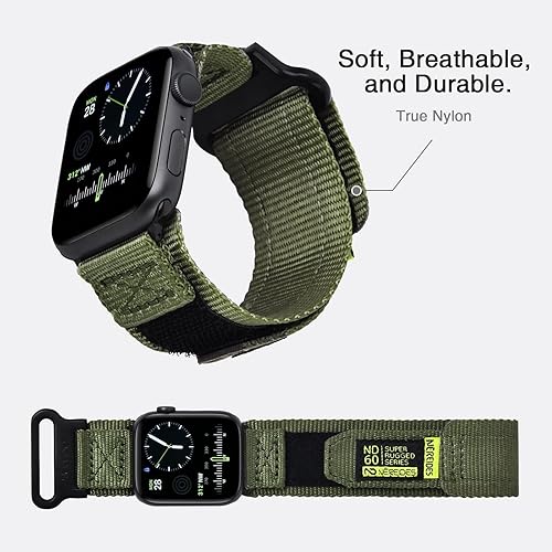 Vista 3 de Nereides Correa deportiva de nailon resistente con diseño de bucle tejido compatible con correa de Apple Watch, para iWatch de 1.65, 1.73, 1.77