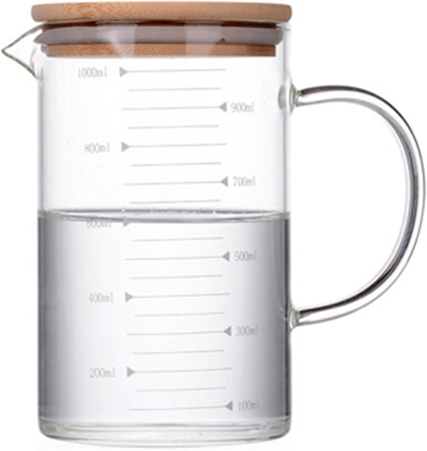 Buy Kinnose Graduated Beaker Mug With Handle And Durable Bamboo Lid Borosilicate Glass Multi Function Food Grade Measuring Cup 1000ml Online In Taiwan B07tm35hq6