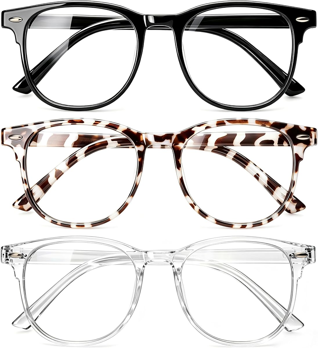 Gaoye Gafas de Luz Azul para Mujer Pack de 3 | Estilo de gafas de computadora semicirculares listas para pantalla con revestimiento de protección UV