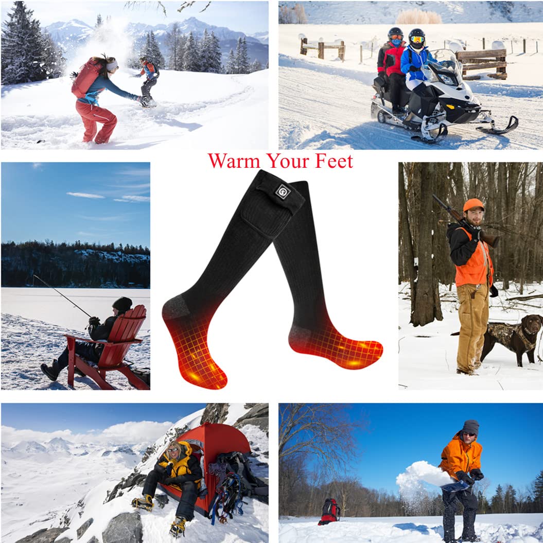 BARCHI HEAT Calze riscaldate per Uomini e Donne, Calze riscaldate elettriche Ricaricabili, scaldapiedi Invernali, Adatte per Sci, Ciclismo, Pesca, Caccia, ECC.
