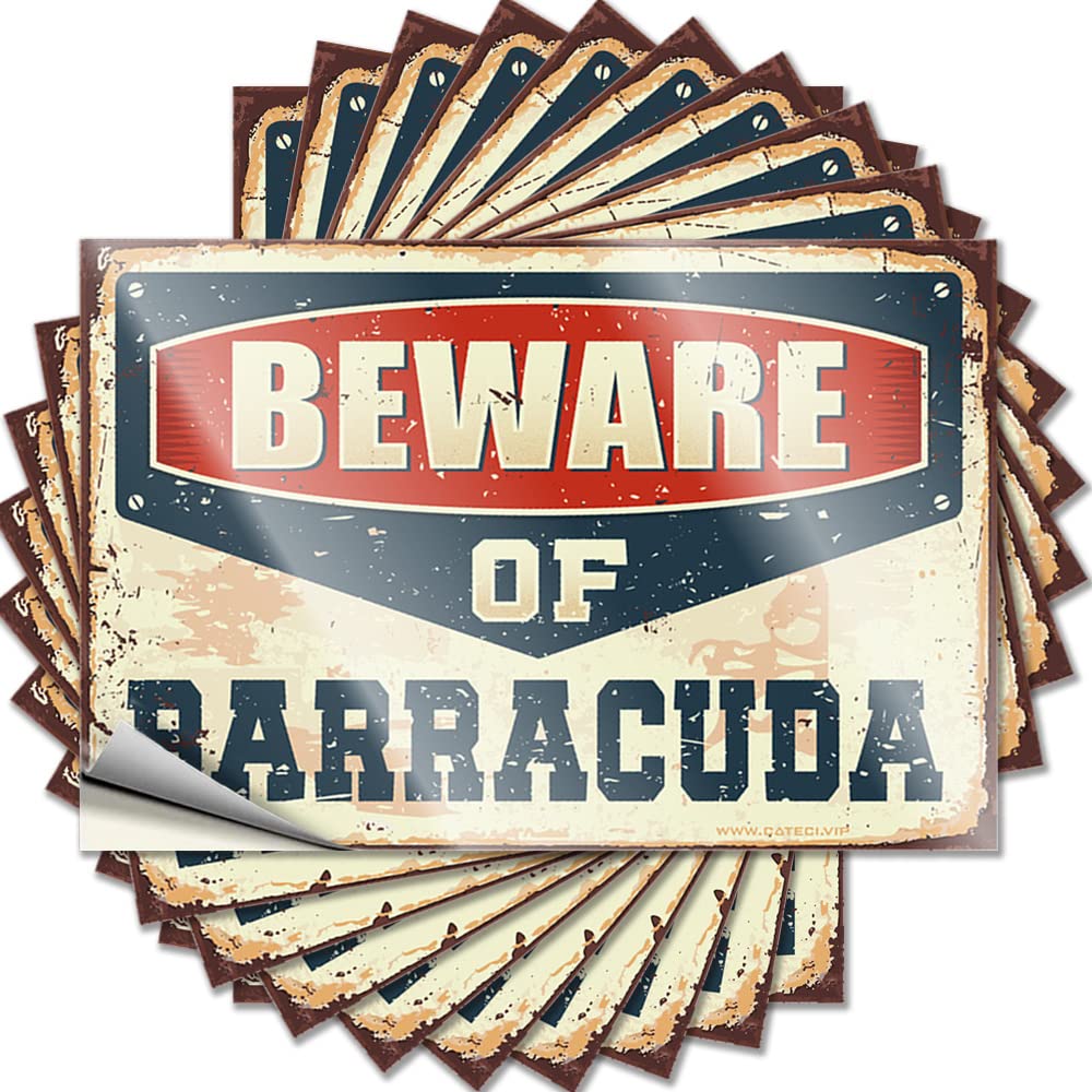 Fzfn Boys Colour Bedroom Stuff, Decal Funny Door Quote Stickers, Reading No Residue Decals For Luggage | Halloween Party Favor Custom Beware Of Barracuda(12X18cm)