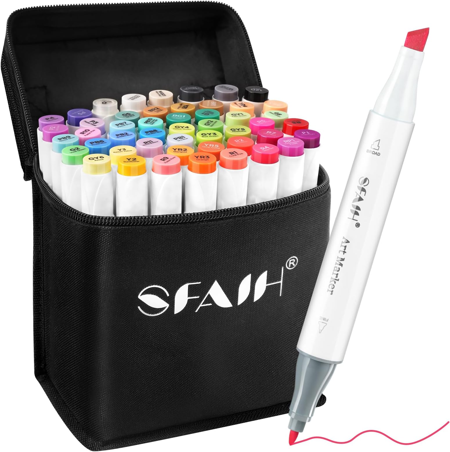 SFAIH 49 Colors Alcohol Markers for Adult Coloring Books–Dual Tip (Fine & Chisel), Art Markers for Artist Drawing Illustration Sketching, Relaxing Coloring Supplies for Stress Relief, Me-Time Gift