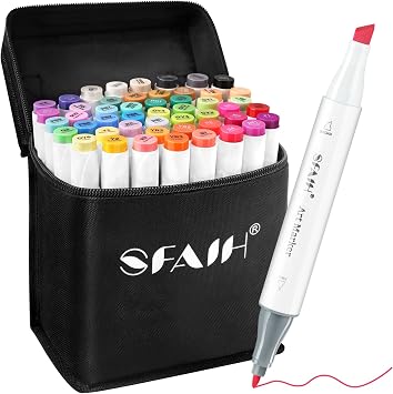 SFAIH 49 Colors Alcohol Markers for Adult Coloring BooksDual Tip Fine & Chisel, Art Markers for Artist Drawing Illustration Sketching, Relaxing Coloring Supplies for Stress Relief, Me-Time Gift
