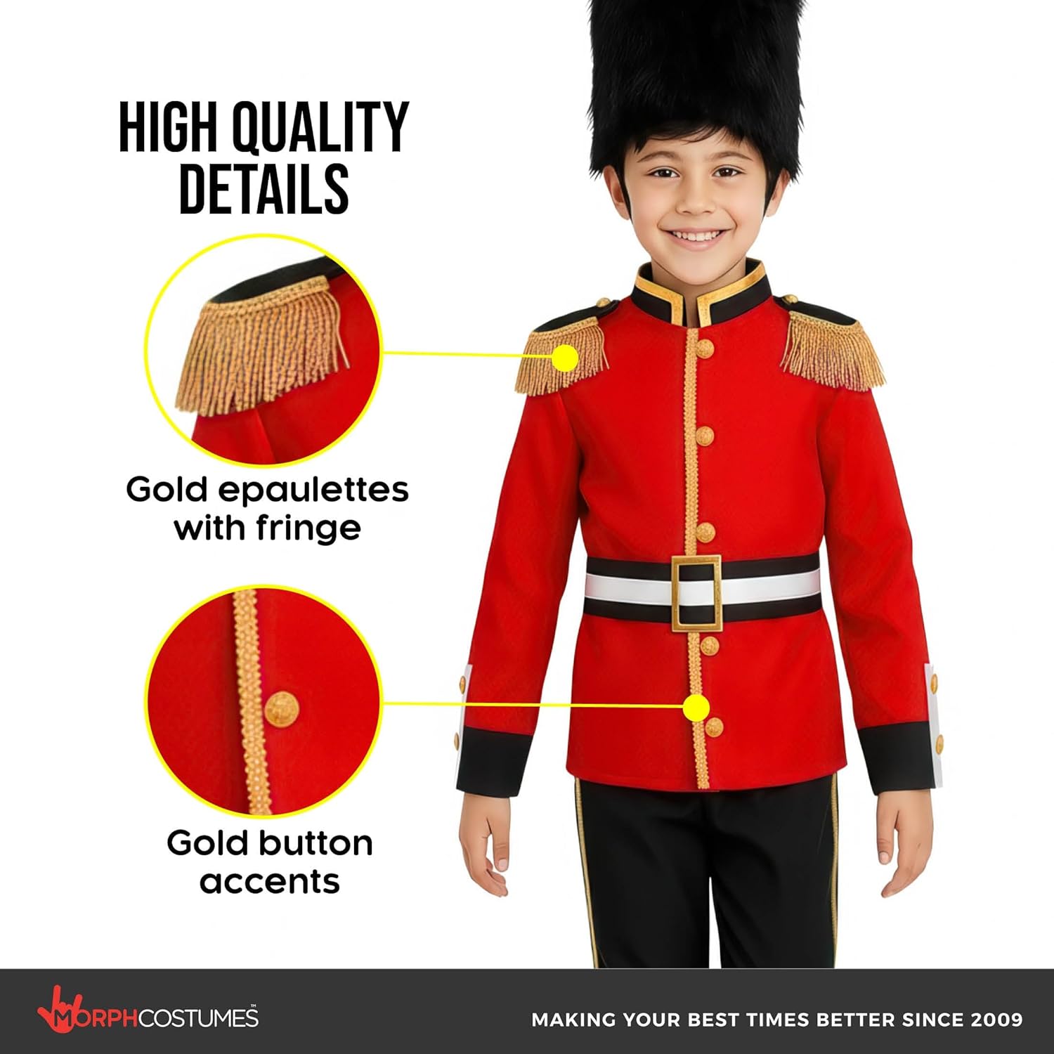 Morph British Guard Costume, Royal Guard Costume Kids, Kids Dress Up British Soldier, Book Day Costumes For Boys