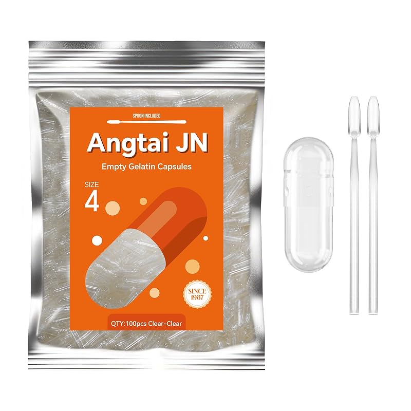 Angtai JN Cápsulas de gelatina vazias tamanho 4, 100 cápsulas
