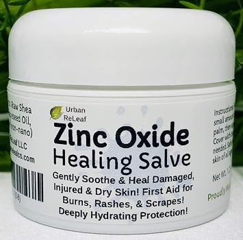 Urban ReLeaf Zinc Oxide Salve | First Aid for Burns, Rashes, Scrapes, Deeply Hydrating Protection, 100% Natural, For Damaged, Injured & Dry Skin