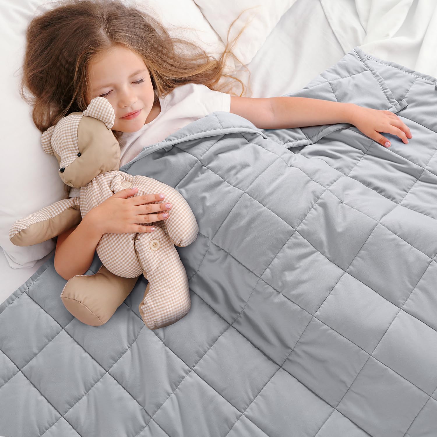 Kivik Weighted Blanket 7 lbs, 41" x 60" Grey Weighted Blankets for Small Single/Twin Size Bed, All-Season Breathable Soft Heavy Blanket for Travel, Calming & Sleep, Washable