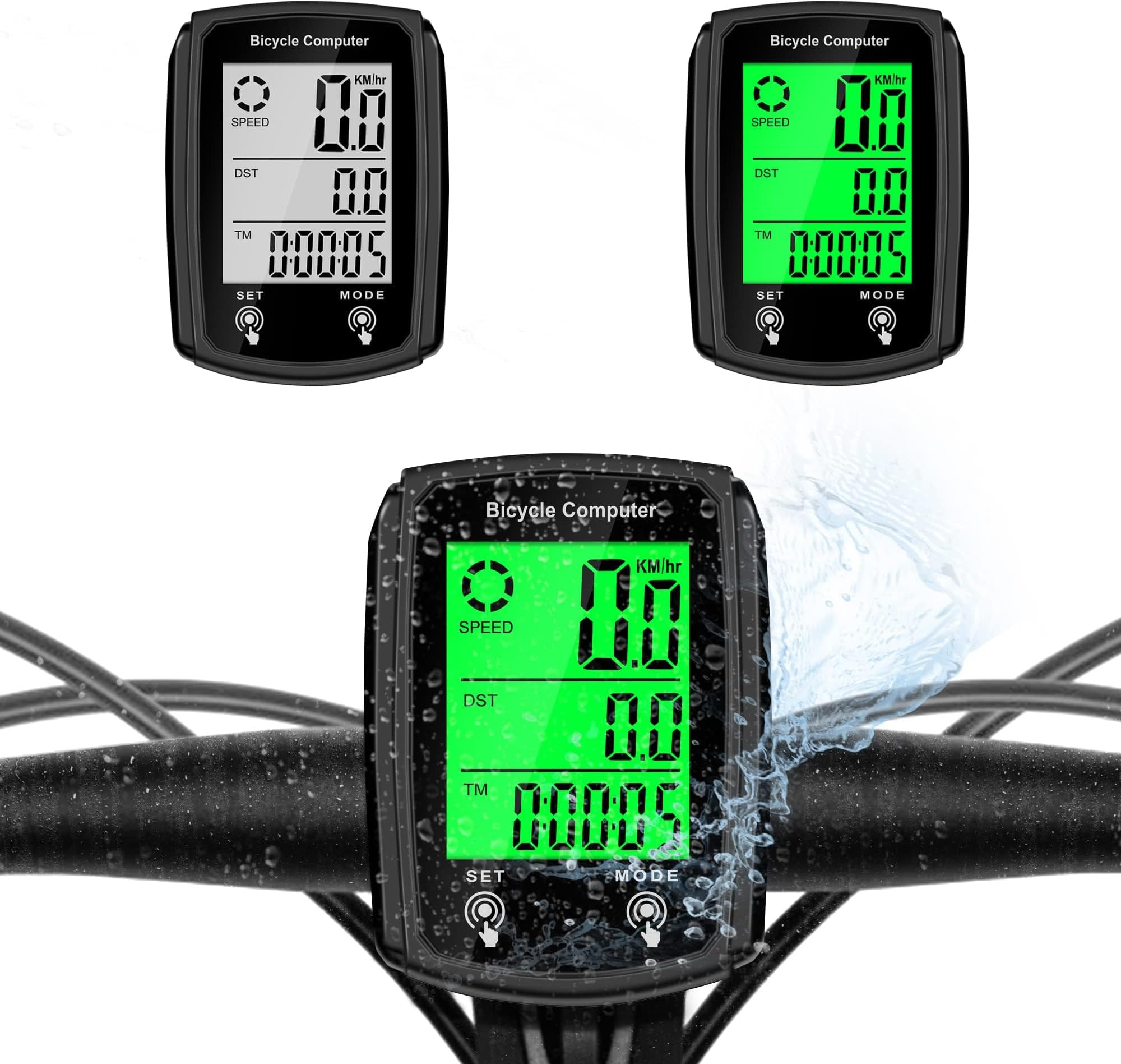 Bike Computer and Bicycle Odometer Wired KM/H Bike Speedometer with Automatic Wake-Up Cycling Speed Tracker LCD Display & Single Mileage & Multi-Functions & Calories Statistics Accessories
