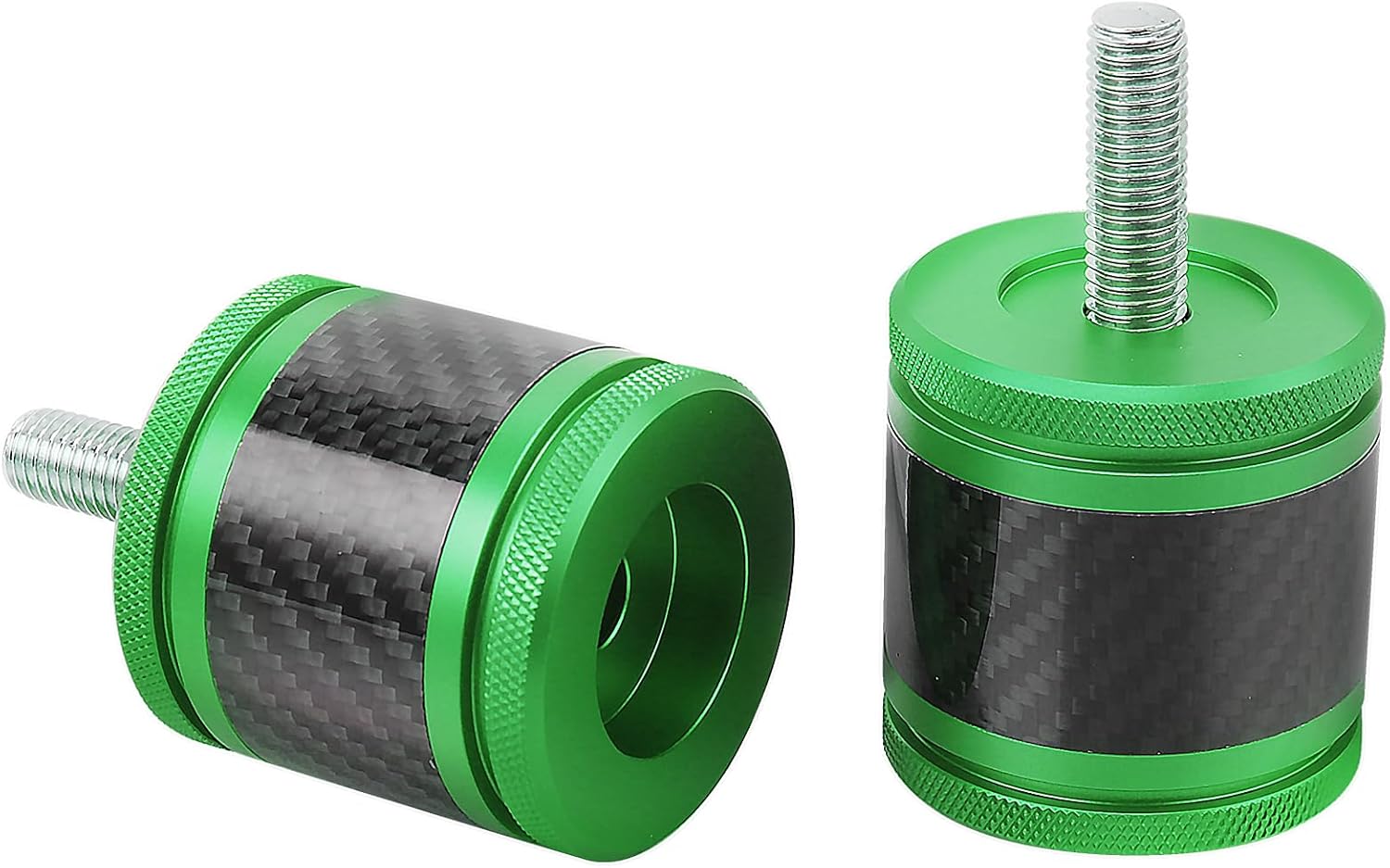 Crash Bar Sliders End Caps CNC Carbon Fiber Inlay Decorative Sliders Fits for 1.25" Front Engine Guard Rear Saddlebag Guard CNC 60mm (Green)