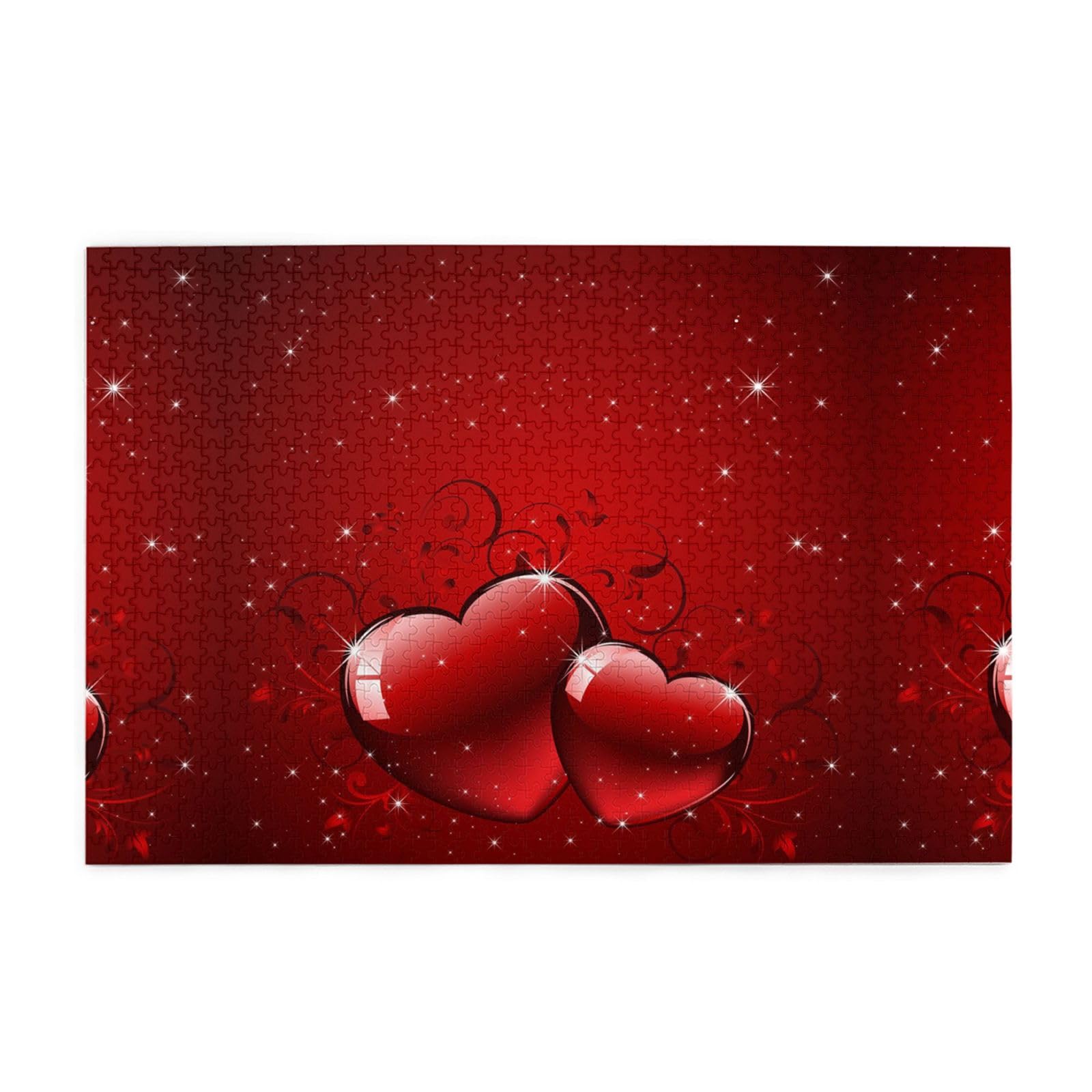 Gioco di puzzle per adulti, puzzle impegnativi, puzzle da 1000 pezzi, cuori d'amore glitterati per San Valentino stampati