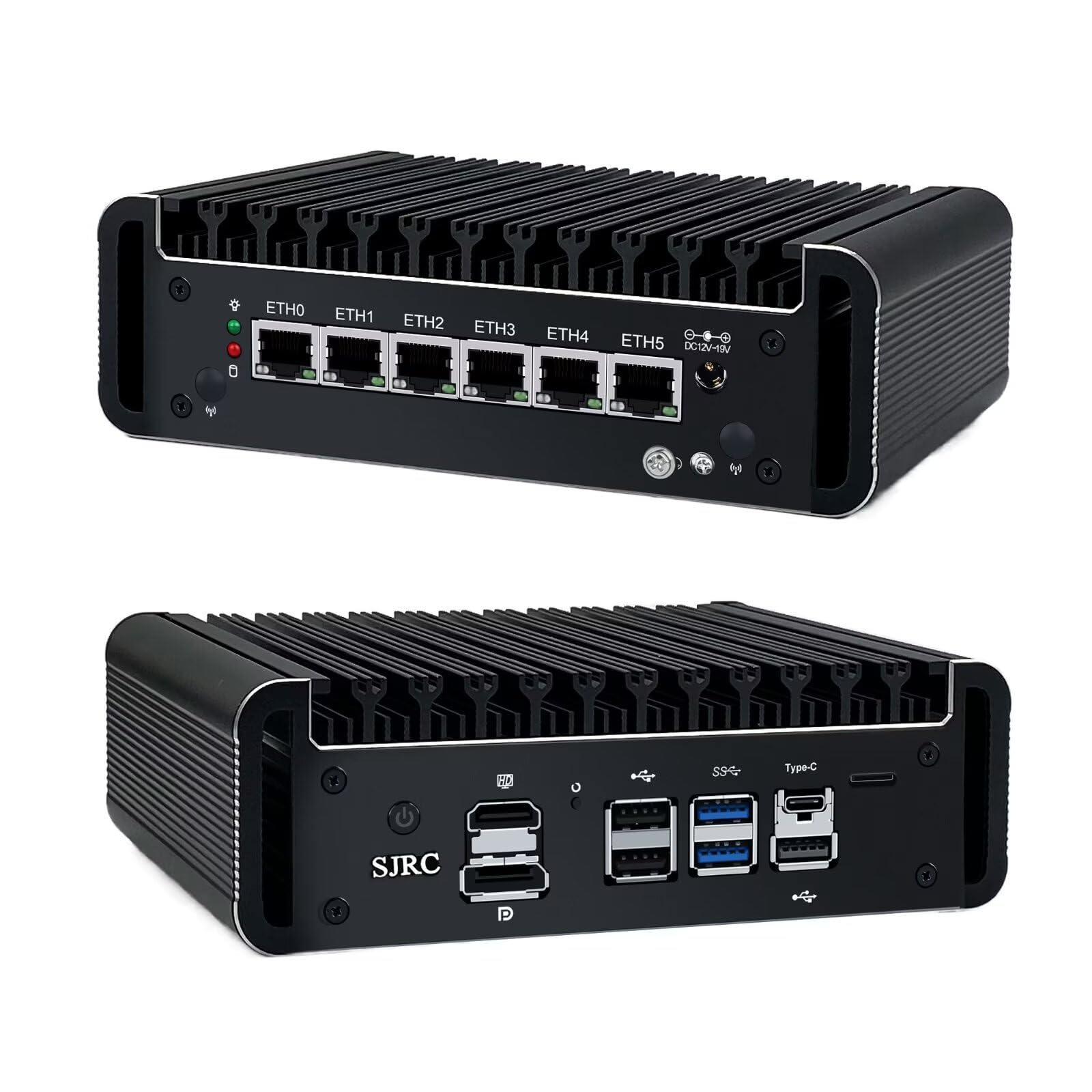 SJRC Fanless Mini PC 12th Gen i3 1215U 6X i226V 2 5GbE Firewall Appliance Support OPNsense Office Network