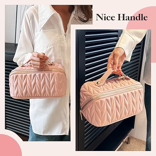 Miniatura 5 de Bolsa de maquillaje de gran capacidad, bolsas de cosméticos para mujer, bolsa de aseo de viaje de cuero, organizador de maquillaje, regalos para