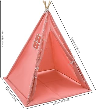 Tipi Tent for Children Outdoor 120 x 120 x 140 cm Tippi Children's Tent Indoor Play Tent Children Indoor Foldable Play Tent Children's Room with Mat Fairy Lights (Pink)