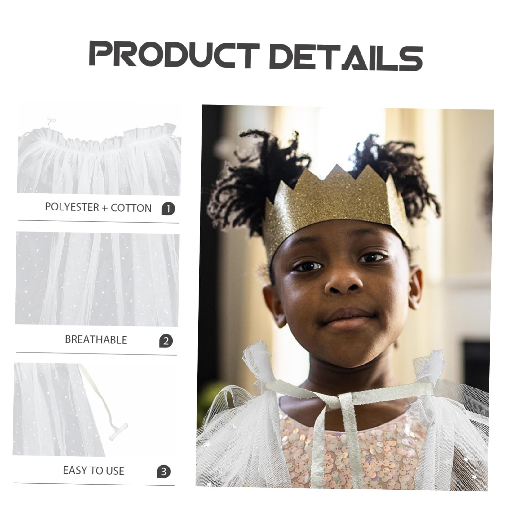 VALICLUD Capa de Princesa para Niñas, Disfraz de Cosplay Blanco