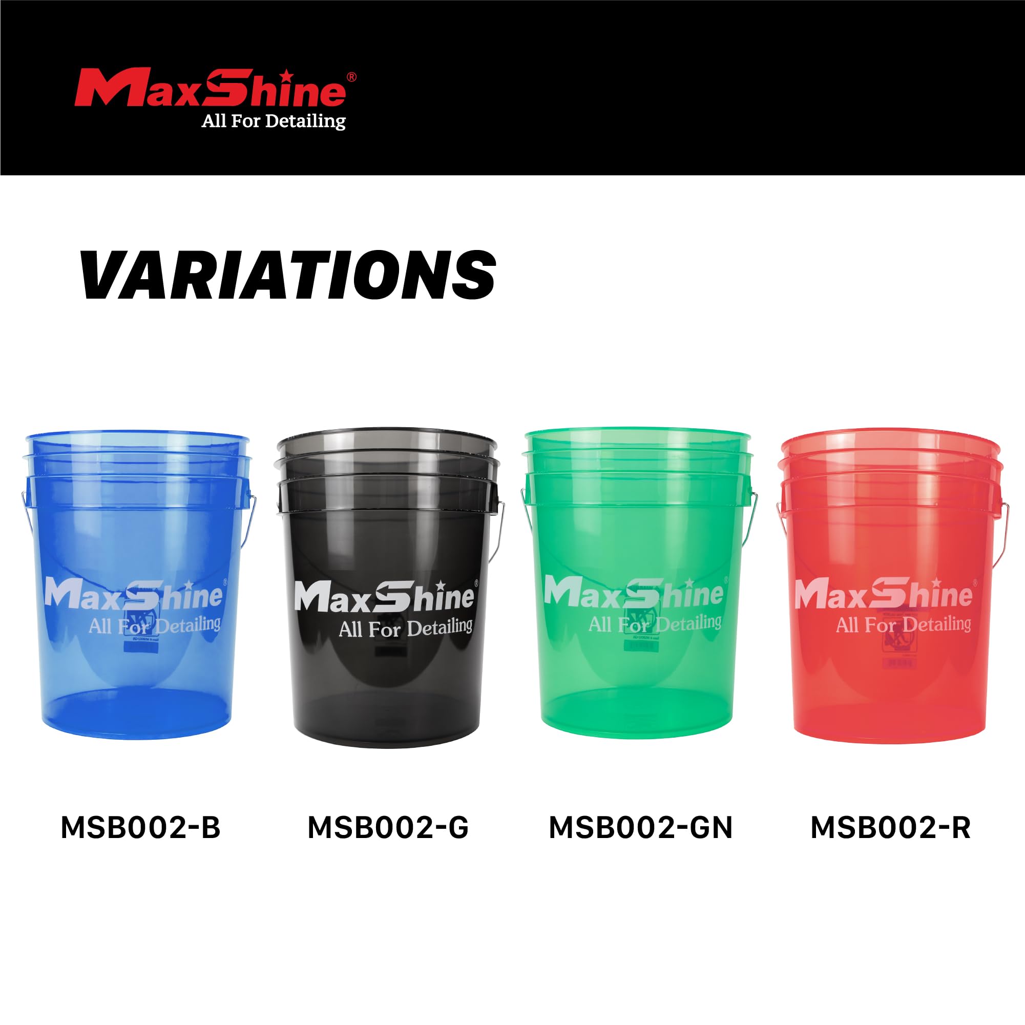 Maxshine Seau universel rouge de 1,5 l - Seau de lavage de voiture pour lavage sans rayures, rangement de garage et outils de détail - Peut contenir savon, canon à mousse, serviettes en microfibre et
