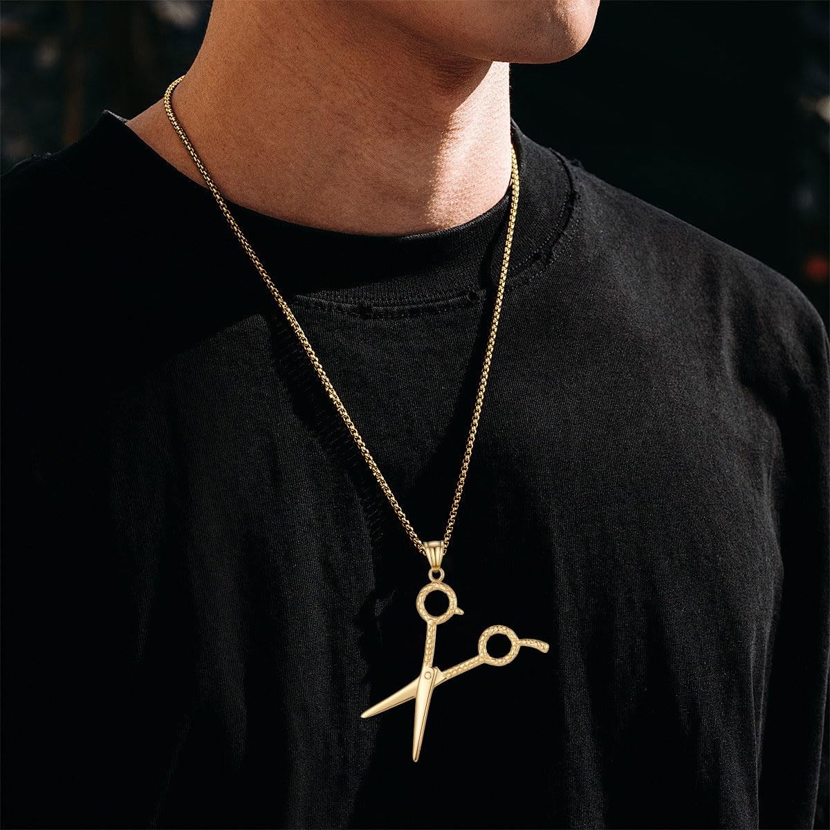 BREGO Gold Plated Barber Hair Scissors Design Pendant Necklace - Image 2