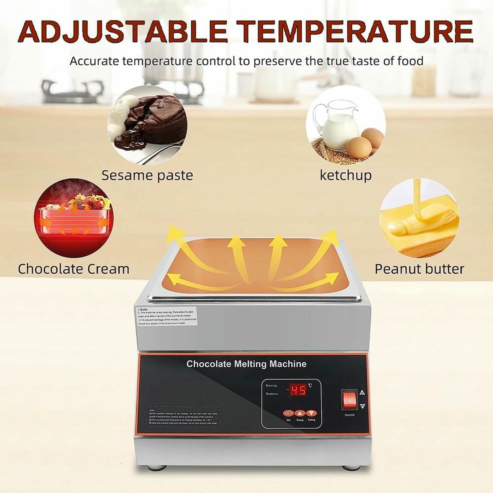 Meltro Al Cioccolato Commerciale, Macchina Da Temperatura Al Cioccolato Digitale Da 500 W, Digitale 0 ~ 85 ℃ Controllo Della Temperatura, Melter Al Cioccolato Riscaldato In Inossidabile Commerciale