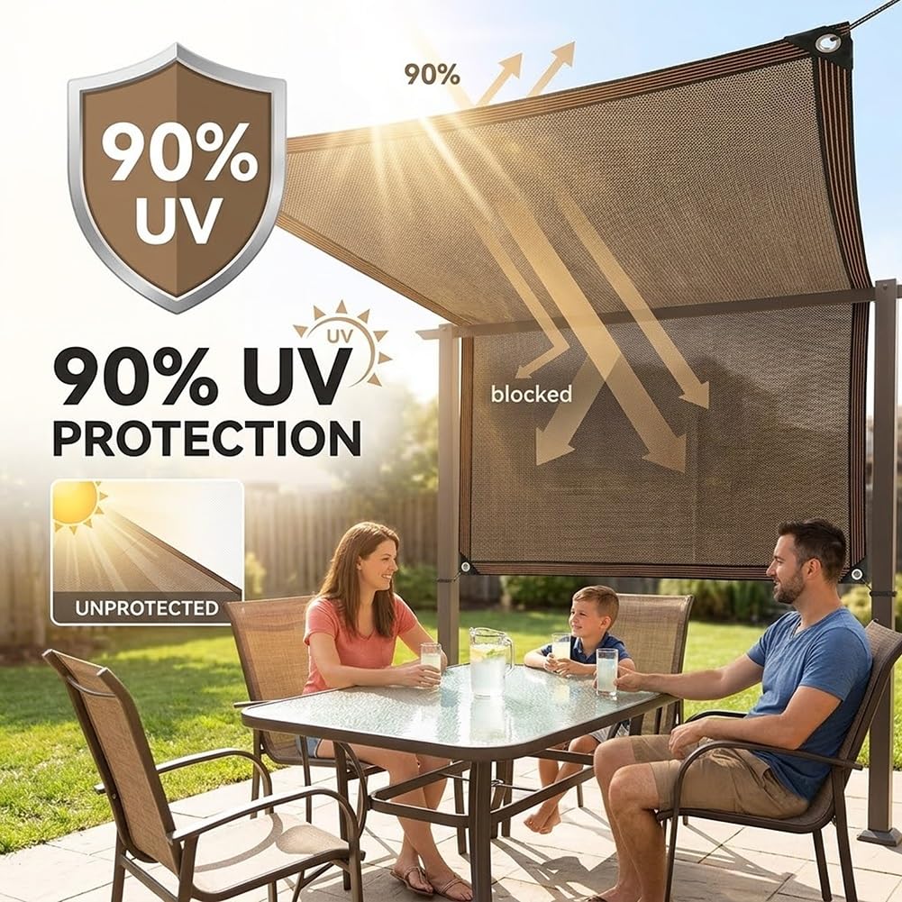 Red De Sombra Exterior, Malla Sombra Jardín 90% UV Toldo Vela De Sombreo | Tela De Lona Sombreo Con Ojales Permeable Toldo De Sombreado Protección Solar, Para Invernadero Plantas(10x12.0m)