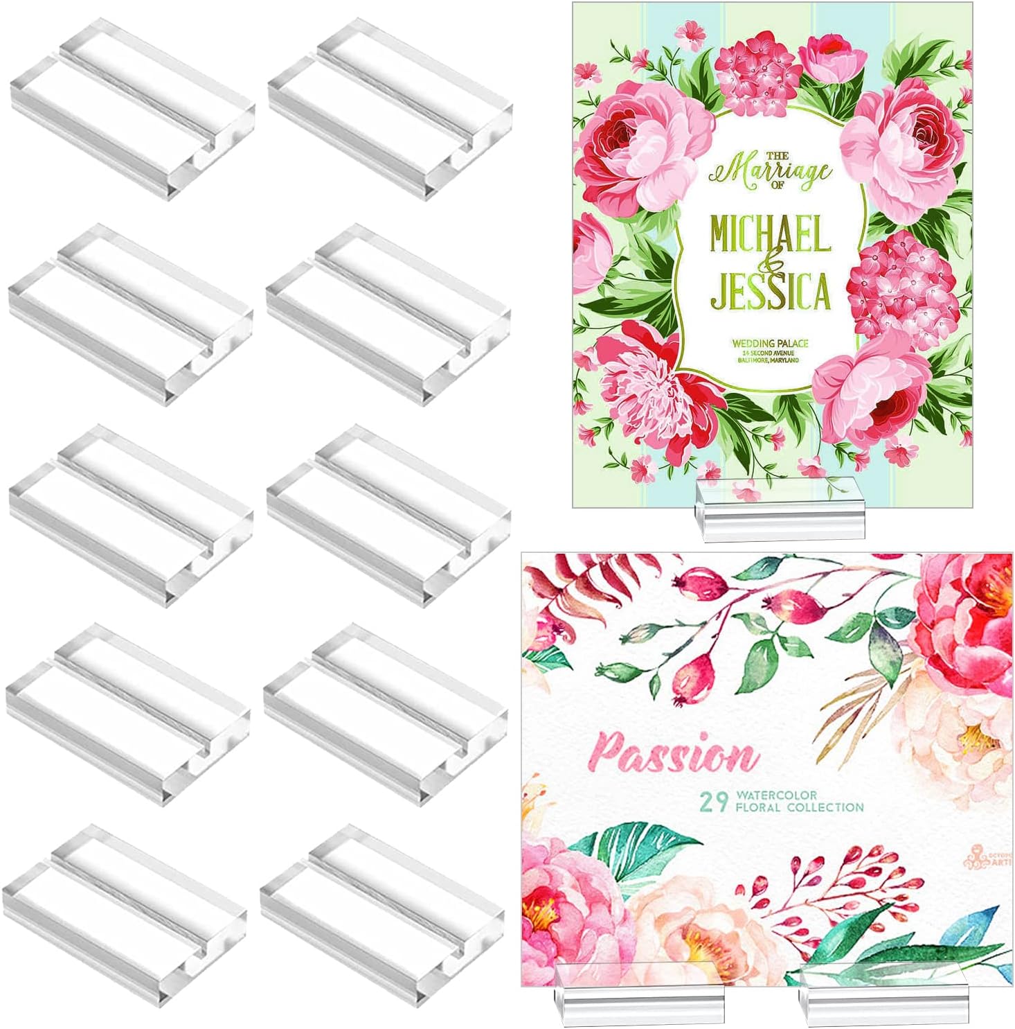 10 Pack Acrylic Stands Clear Place Card Holders, 2 inch