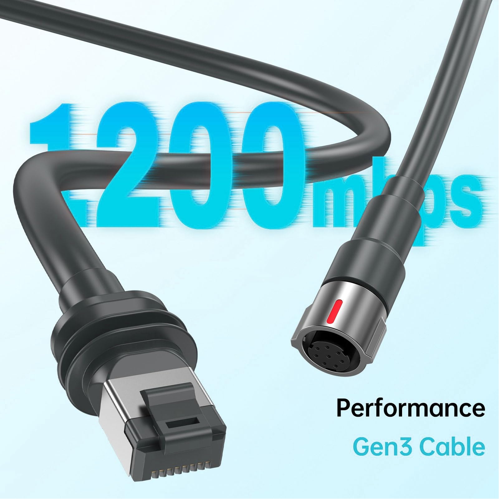 Luocute Kabel Antenowy 82FT, Wodoodporny Gumowy Miedziany Przewód Zasilający 23AWG IP68 ze Stabilnym Połączeniem dla Wydajnej Anteny Talerzowej Gen 3 i Zaawansowanego Zasilacza
