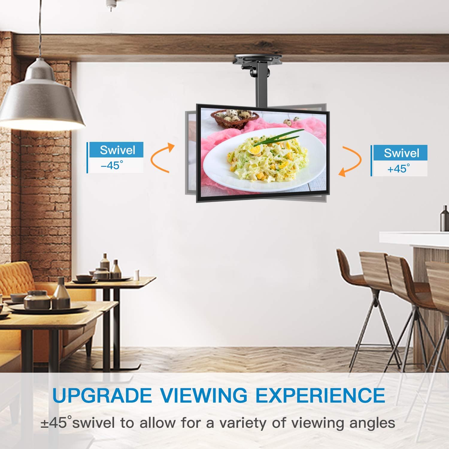 PERLESMITH Adjustable Ceiling TV Wall Mount - Swivel Tilting Bracket fits 17-39 Inch LCD LED Plasma TVs, Monitor, Flat Panel Screen Display - Full Motion Roof Mount Holds up 44lbs with VESA 200 x 200