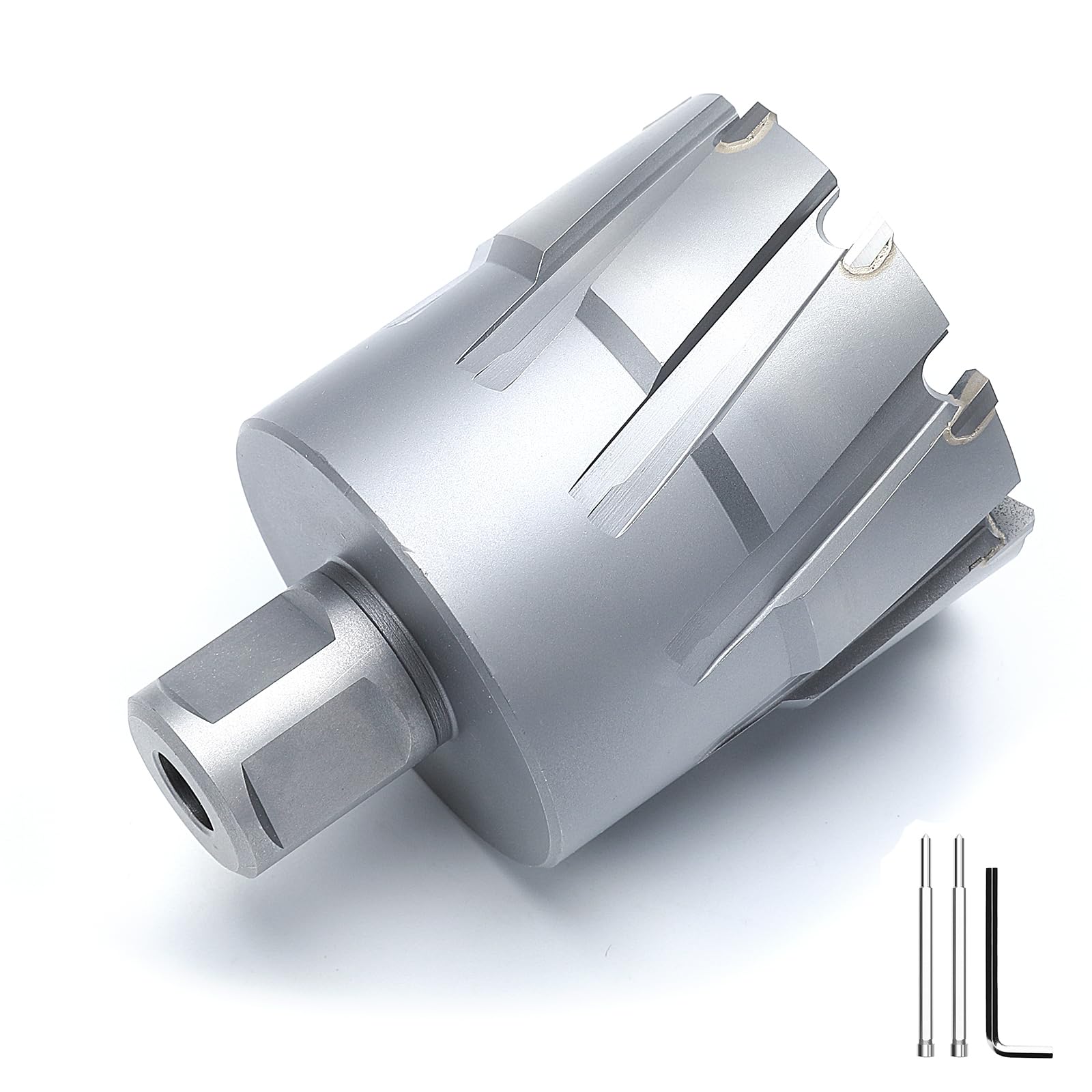 GRIXLEN 2" x 2" Annular Cutter with Weldon Shank,Carbide Tip Annular Drill Bit for Stainless Steel, Iron (2" Depth, 2" Diameter)