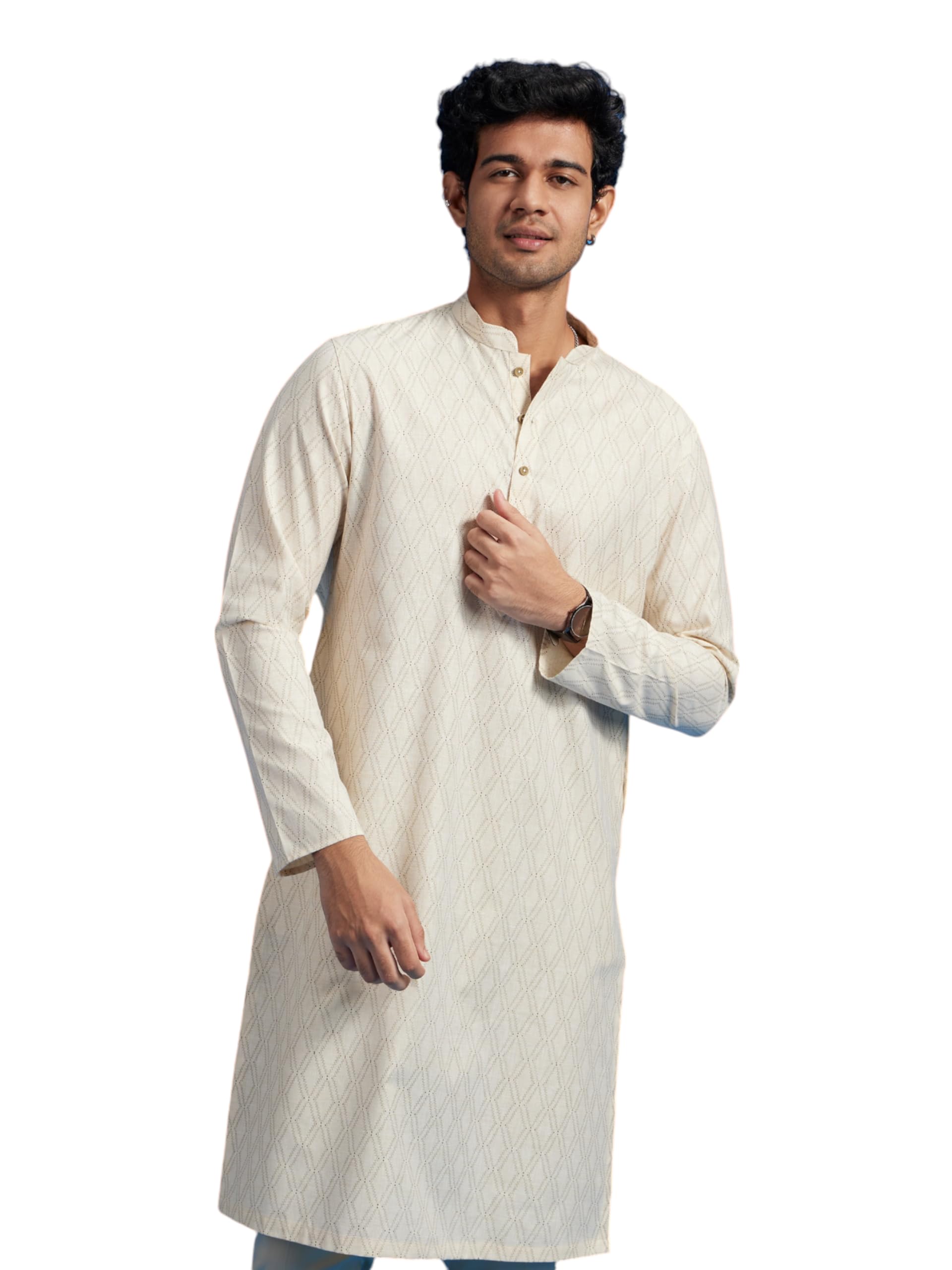 diwas by manyavar Men's Cotton Blend Printed Kurta (1pc)-picture-40