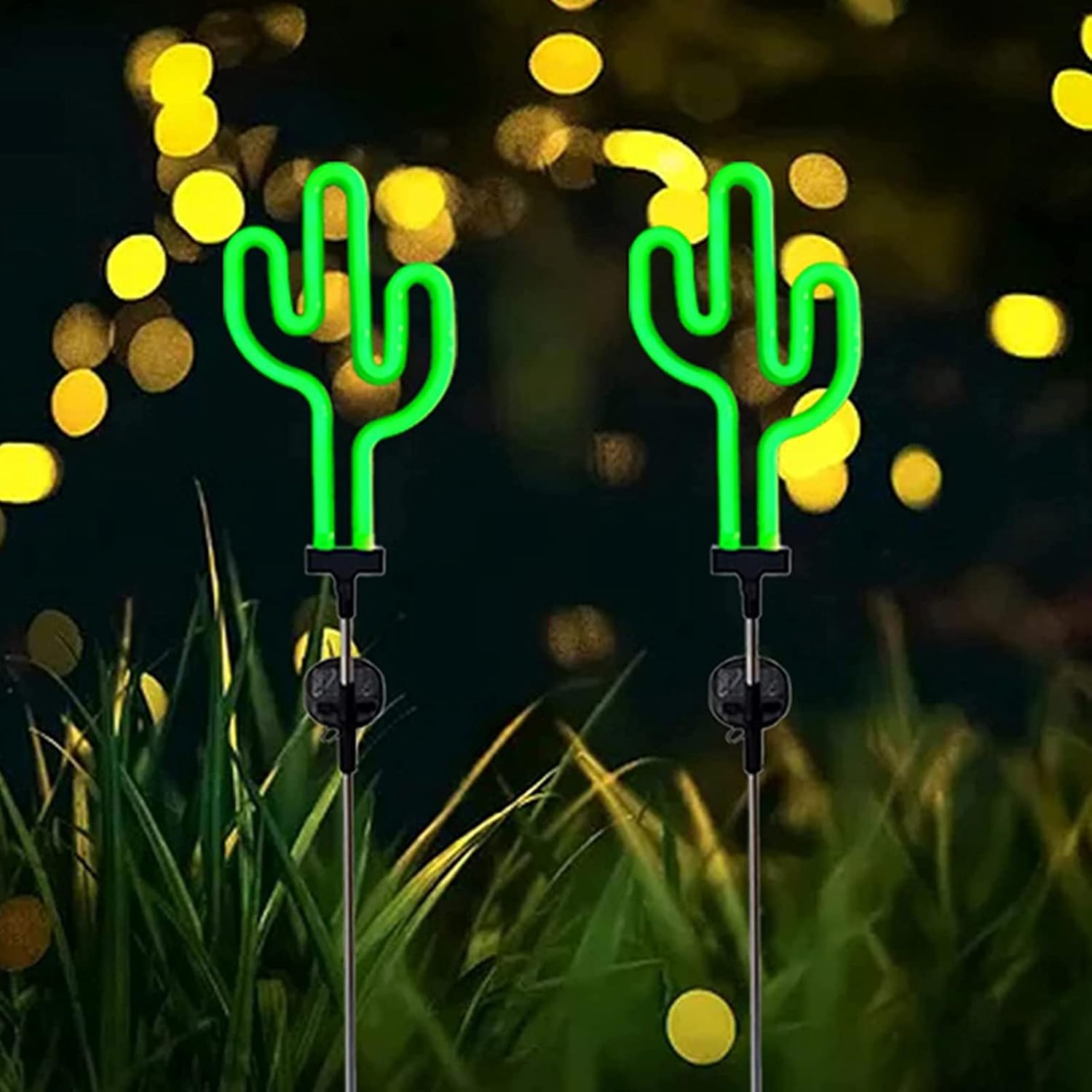 Solar Cactus Garden Lights, Outdoor Neon Lights, LED Stake