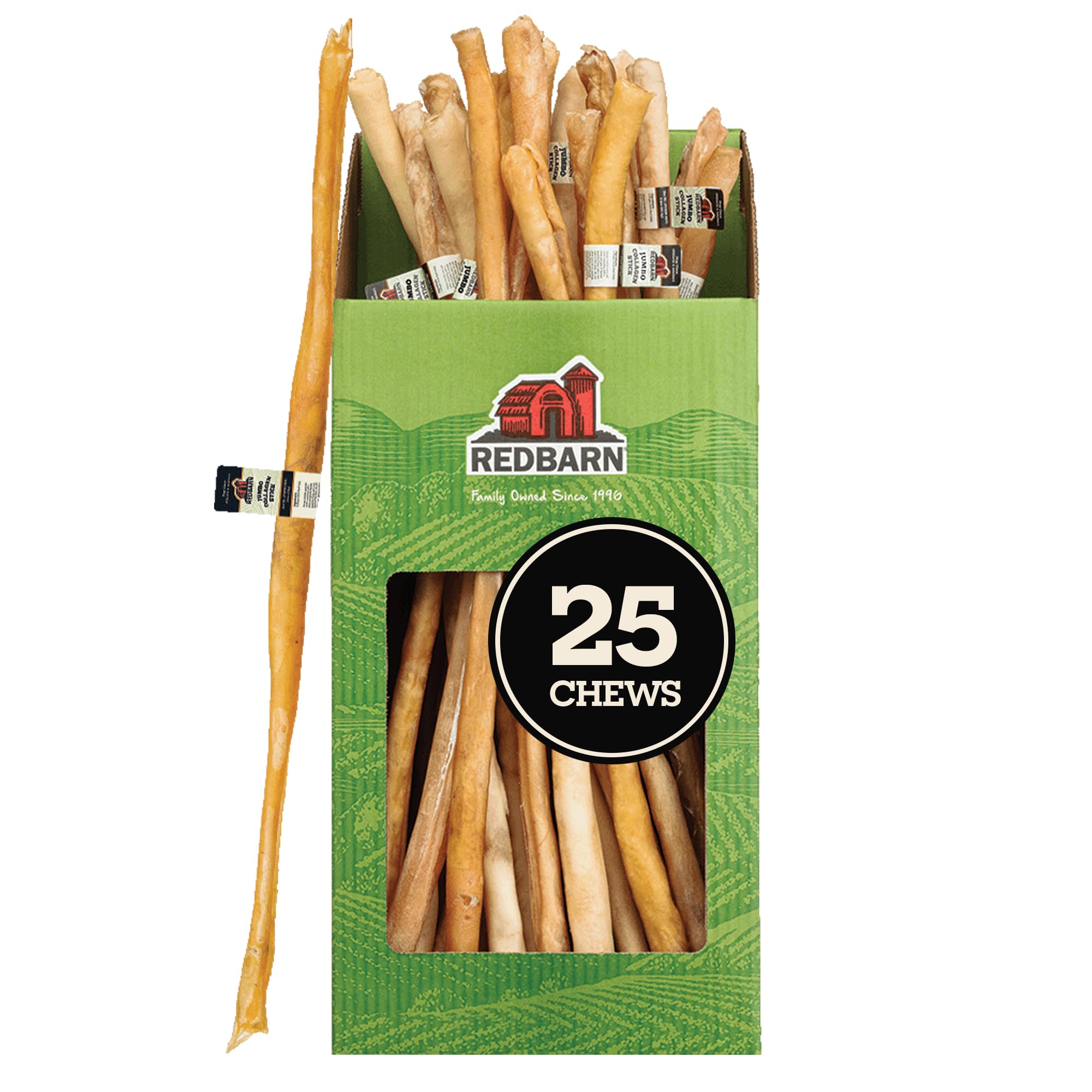 Redbarn 30 Collagen Sticks Dog Treat All-Natural Long-Lasting High-Protein Supports Healthy Joints Shiny Coat Rawhide-Alternative Chew 25 Count