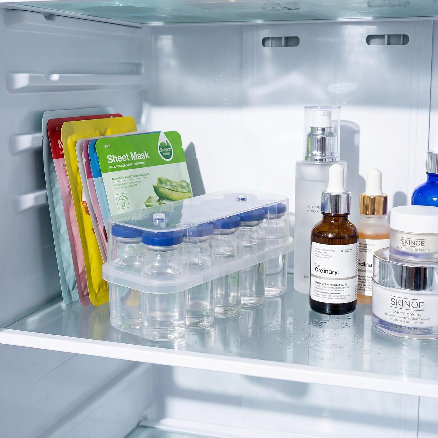Yalikop 40 Slots Peptide Vials Refrigerator Storage Insulin Supply Case 10ml Stackable Peptide Box Plastic Bottle Holder Freezer for Fridge Care Organizer Solution