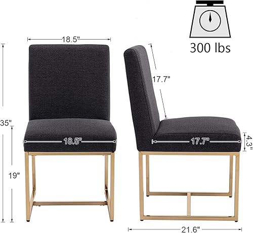 Miniatura 36 de HNY Juego de 2 sillas de cocina cómodas y modernas, de piel sintética, para cocina y comedor, silla auxiliar tapizada con marco de metal con acabado