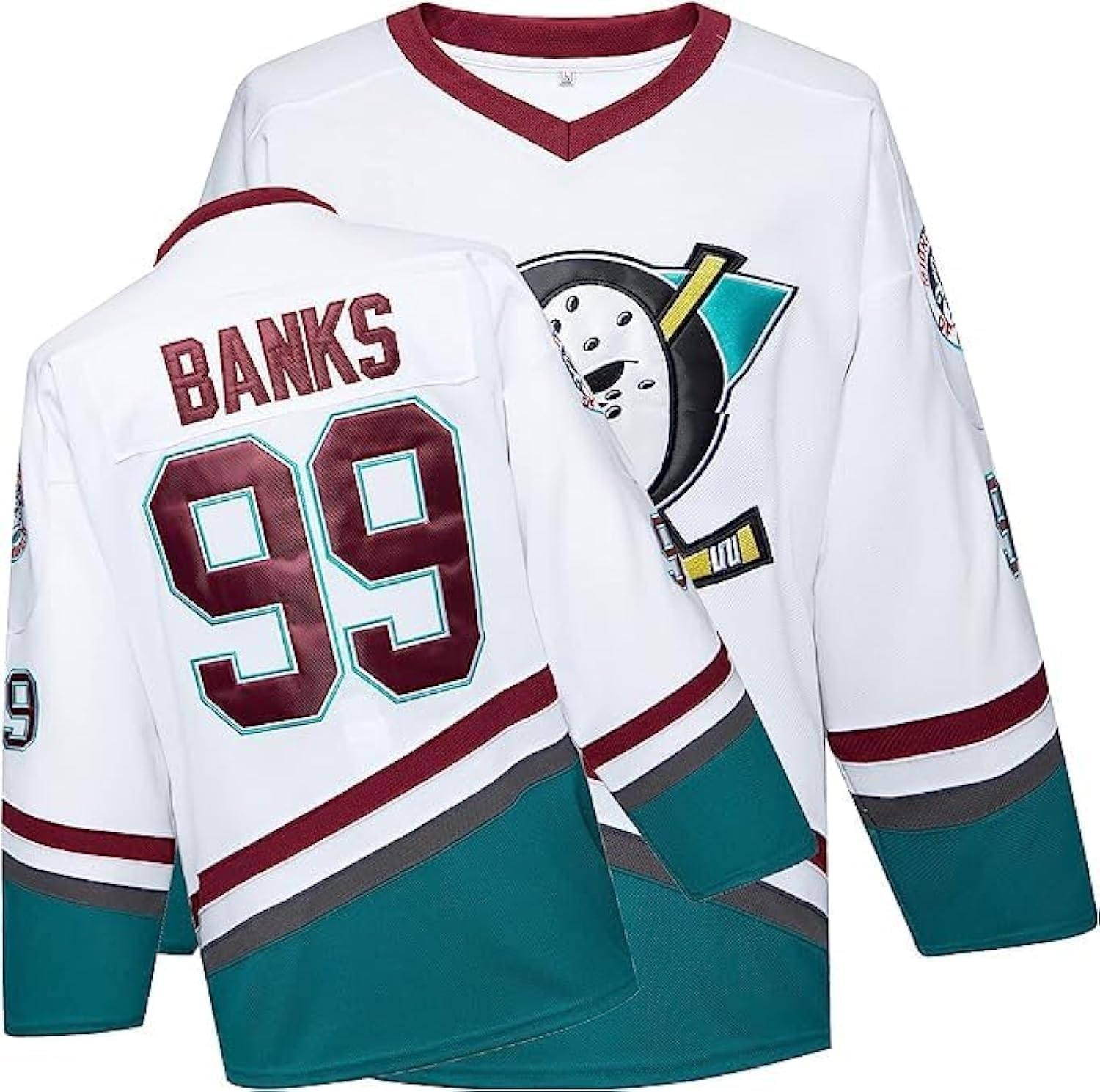 Mighty Ducks Jersey Movie Ice Hockey Jersey S-XXXL Charlie Conway #96 Adam Banks #99, 90S Hip Hop Clothing for Party