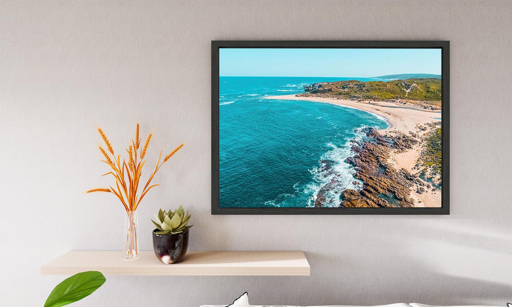 VERRE ART Printed Framed Canvas Painting for Home Decor Office Wall Studio Wall Living Room Decoration (14x10inch Black Floater) - Margaret River