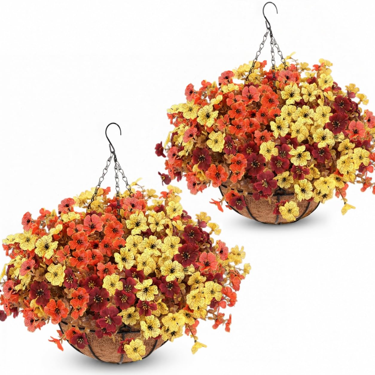 Geegoods 2-Pack Artificial Fall Mums Hanging Baskets