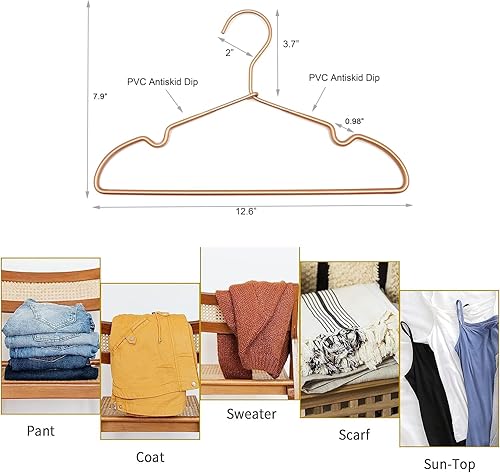 Miniatura 7 de Perchas para ropa de bebé de alambre de metal de oro rosa, 12.6 pulgadas, pantalones antideslizantes para niños pequeños, recién nacidos, perchas