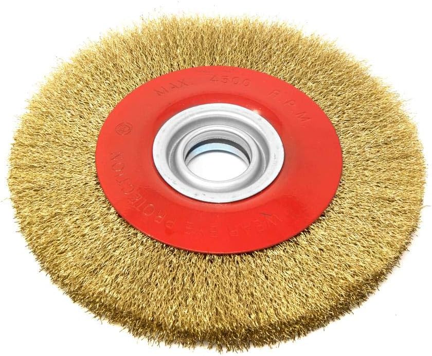 8" INCH Round Brass Plated Steel Wire Brush Wheel for Bench Grinder