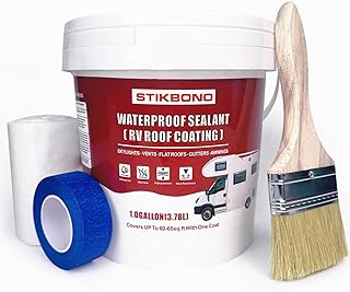 RV Roof Waterproof Sealant White 1 Gallon,Easy to Apply RV Roof Coating RV Roof Sealant Waterproof Solar Reflective & Leak Repair for Campers Motorhomes Trailers