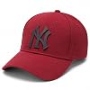 Stretch Baseball Cap with Black NY Letter Logo, Cotton Blend Adjustable Adult One Size Casual Hat for Men and Women | Farida Stores
