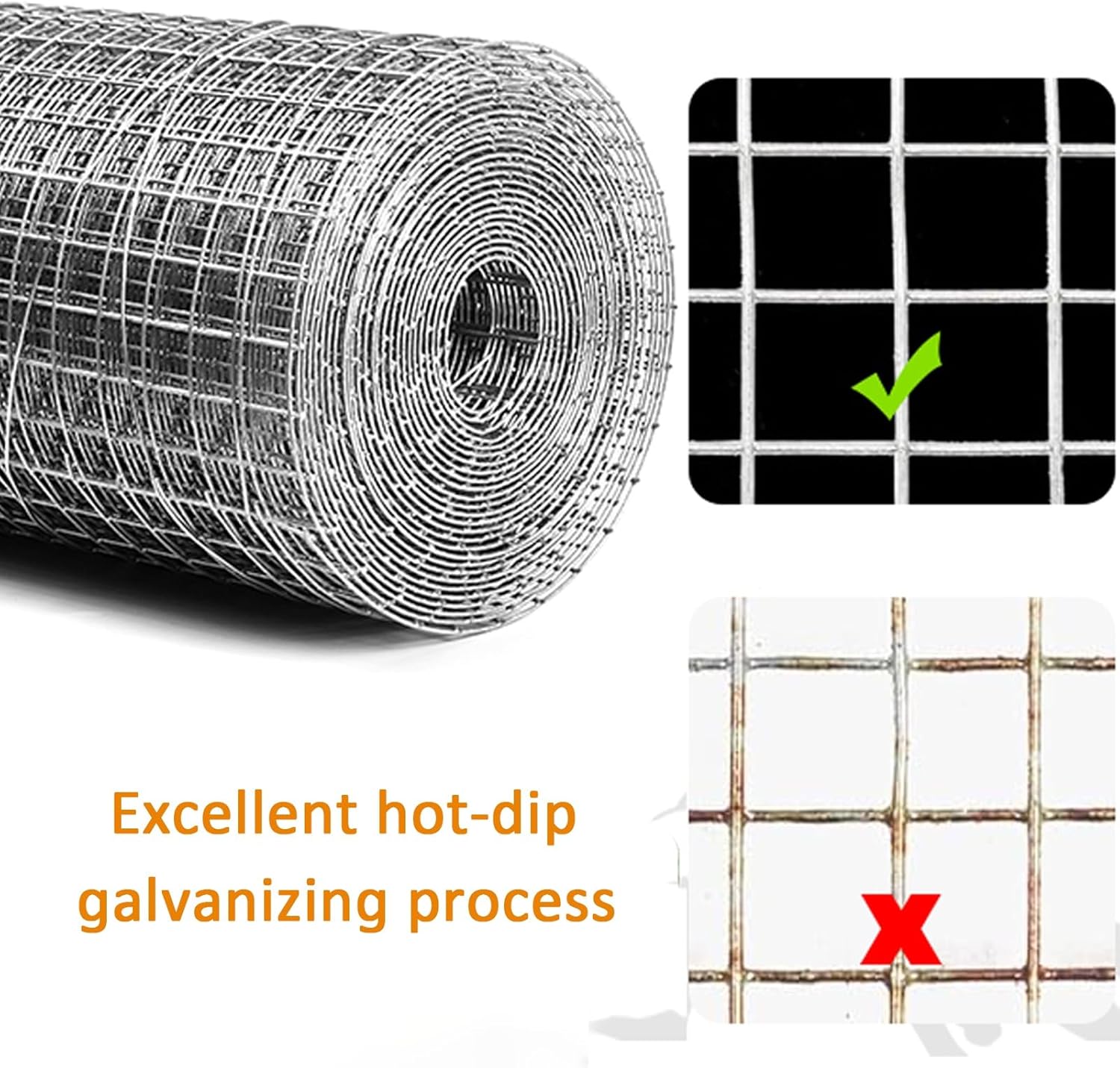 JKGHK 1/2'' Hardware Cloth, Stainless Steel Welded Wire Mesh, Poultry Wire Mesh Net Chicken Wire Fence, Fence Mesh Roll for Garden Fencing, Small Animal Enclosures(1mx3m(39inx9.8ft))