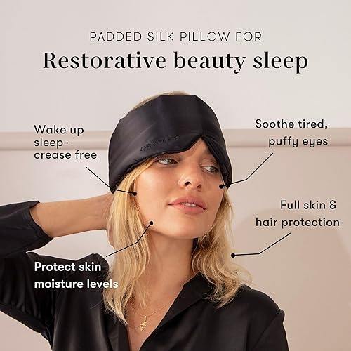 Miniatura 3 de DROWSY Antifaz de seda para dormir - Abraza la cara, capullo acolchado para dormir con lujo en total oscuridad - 100% seda pura de morera (Jade
