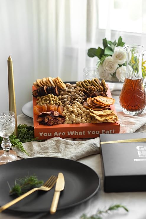 GURU HUNU Dried Fruit & Nuts Gift Basket Premium Mediterranean Gift Box with Figs, Mulberry, Apricot, Mango, Pistachios & More | No Sugar Added, Sulfite-Free | Birthday, Holiday, Sympathy Gift