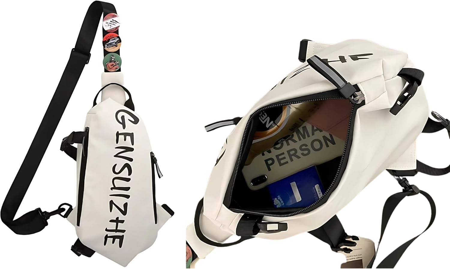 Stylish Sling Chest Bag Shoulder Bag for Travel, Hiking, and Cycling – Waterproof Crossbody Sling Backpack with Adjustable Strap, Lightweight Bag for Men and Women (White) - Image 5