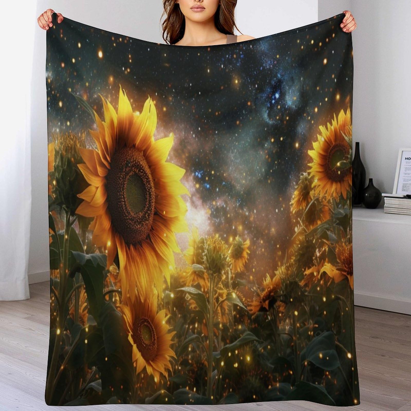Couverture chaude pour canapé contre le froid hivernal avec motif tournesol