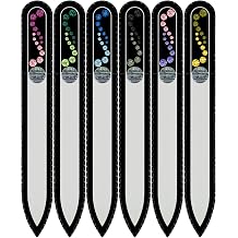 Mont Bleu Gift Set of 5 + 1 Free Glass Nail Files Hand Decorated with Crystals - Handmade - Czech Tempered Glass