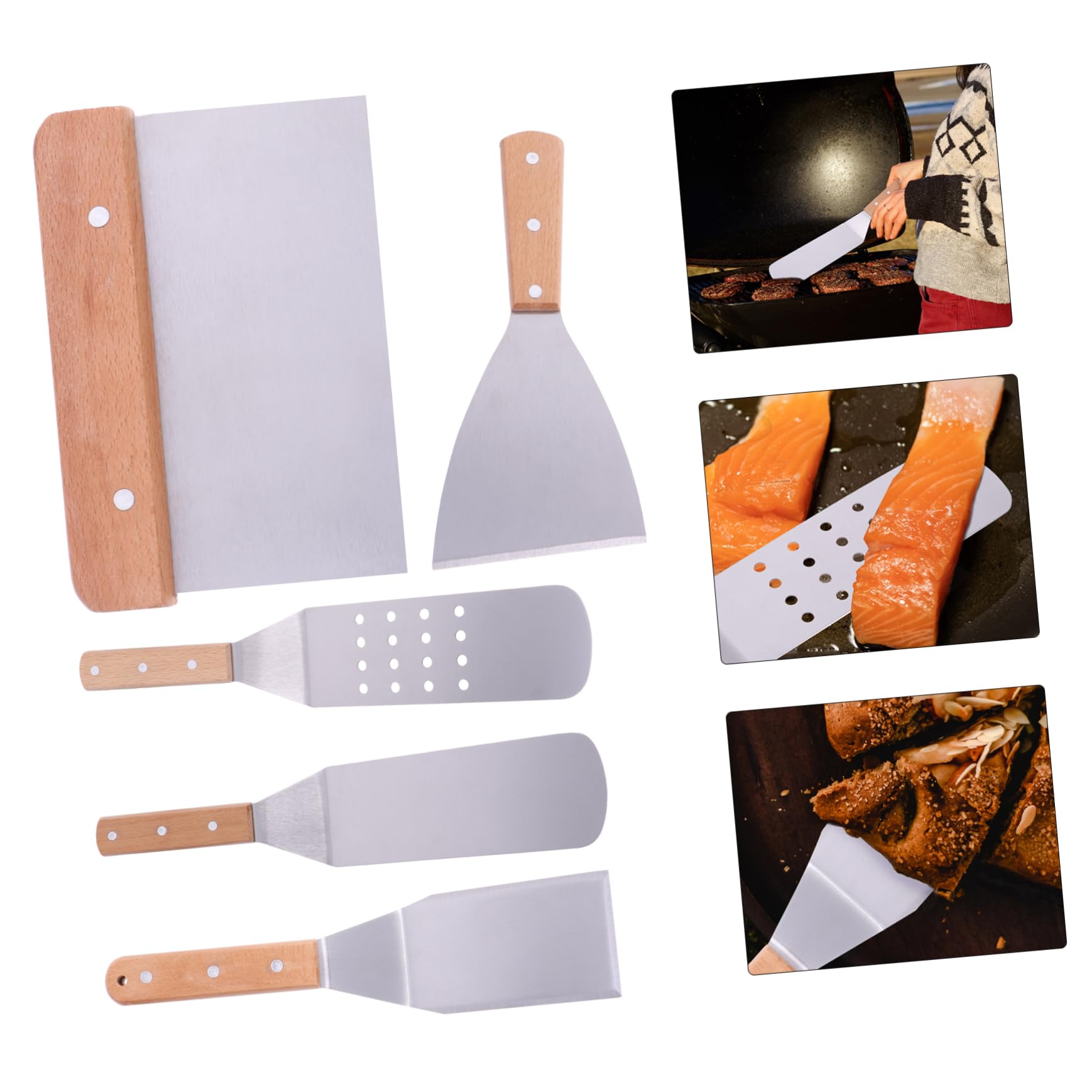 Spachtel aus Edelstahl für Pizza und Steak Ergonomischer Griff für Einfache Handhabung Leichte und Tragbare Küchenschaufel