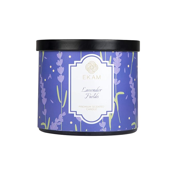 EKAM 3 Wick Jar Scented Candle Fragrance Lavender Net Weight