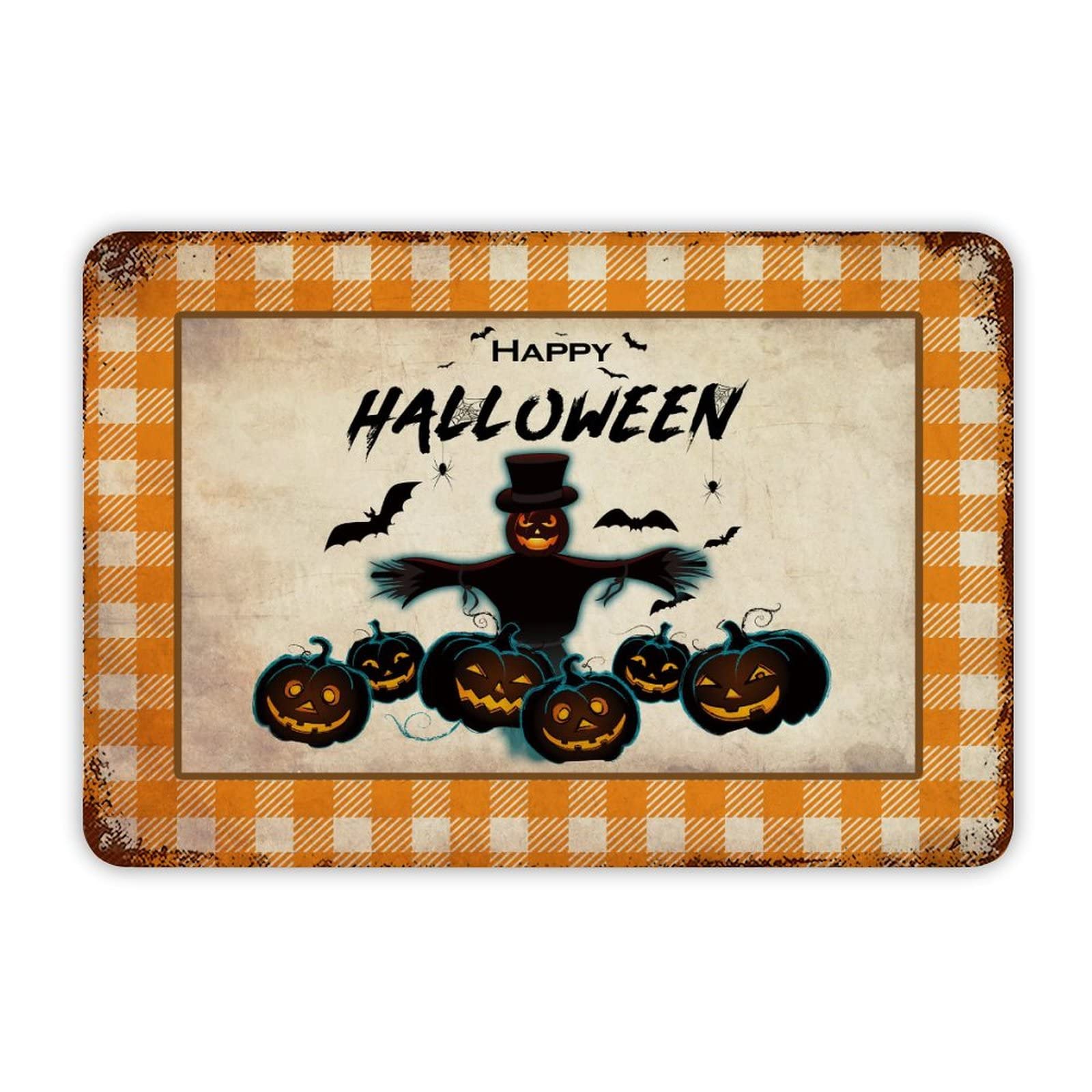 ENEDNATE Farmhouse Rustic Aluminum Sign Halloween Pumpkin Metal Sign Retro Aluminum Tin Sign for Kitchen Bedroom Living Room Wall Art Door Hanger Home Decor Sign 8x12 Inch
